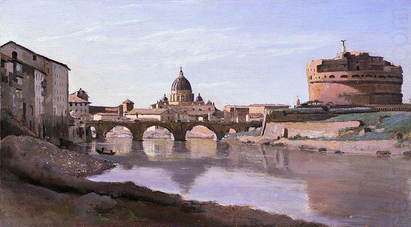 Jean-Baptiste-Camille Corot The Bridge and Castel Sant'Angelo with the Cuploa of St. Peter's china oil painting image